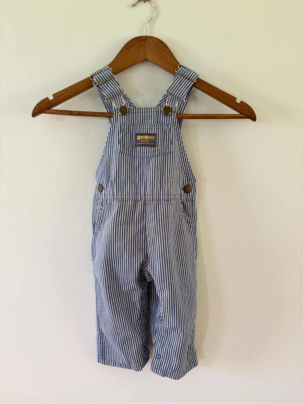 Vintage Toddler OshKosh Striped Railroad Baby Denim Overall Bibs